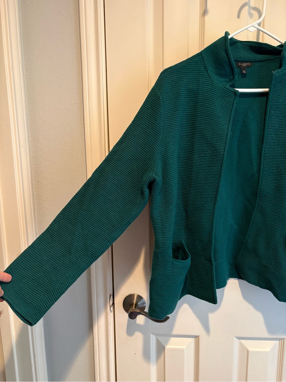 Talbots Teal Ribbed Open-Front Blazer - Picture 3 of 6